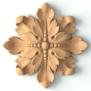 Carved rosette with beading and acanthus leaves