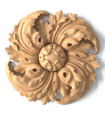 medium round hand carvedflower wood rosette appliques victorian style
