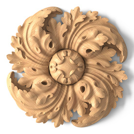 Ornate hand carved wood medallion 