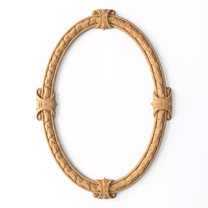 Carved Empire oval frame mirror for walls from oak