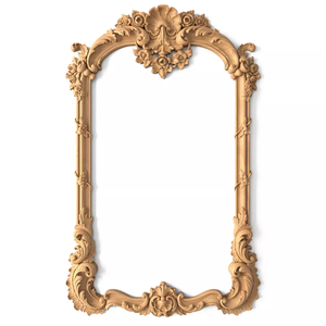 Baroque style beech arched hanging frame mirror