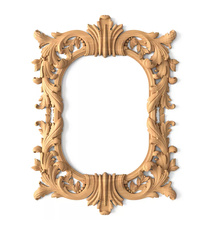 Carved Empire oval mirror frame for walls from oak
