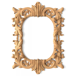 Antique wall frame mirror with acanthus leaves from solid wood