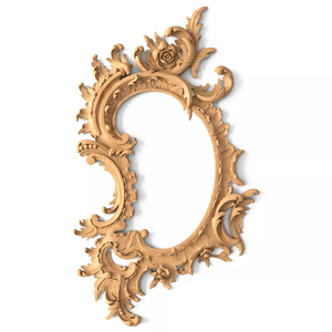 Rococo style hardwood curved frame mirror with flowers