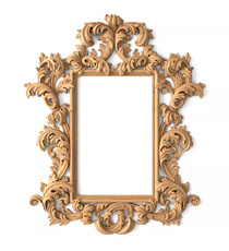 Art Nouveau style solid wood frame mirror with lilies