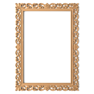 Classic style hardwood rectangular frame mirror with scrolls