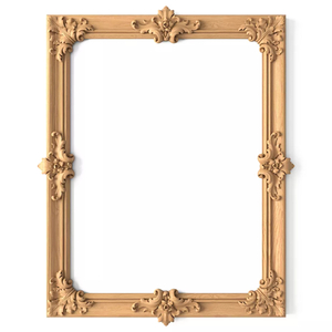 Arched Art Nouveau style wooden rectangular frame