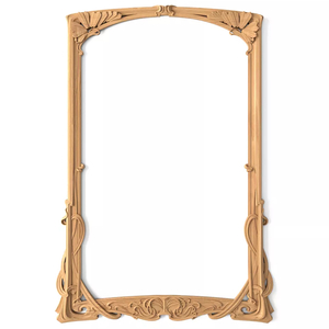 Arched Art Nouveau style wooden rectangular frame