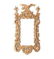 Neoclassical wall-mounted Sun frame mirror from beech