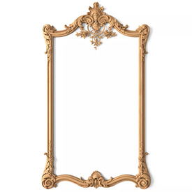 Large rectangular wood rococo mirror frame for royal luxury interior