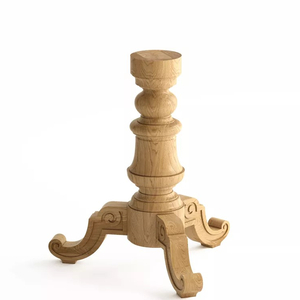 Carved tripod table base from oak