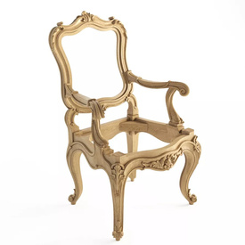 Baroque hardwood chair frame with cabriole legs