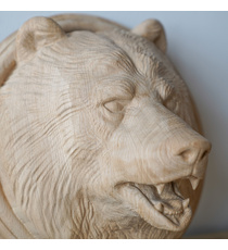 Unfinished wooden Lion head wall sculpture 