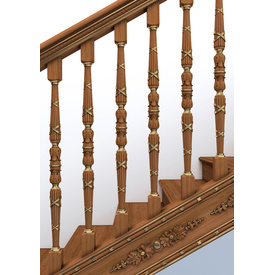 Round wooden staircase baluster, Carved interior baluster