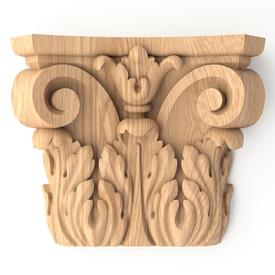 Architectural wood floral capital for interior