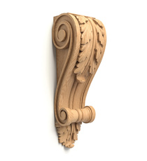 Square wooden bracket with acanthus leaf