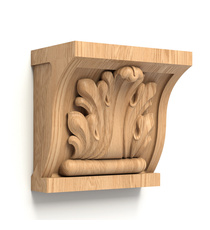Baroque-style large wooden corbel with scrolls
