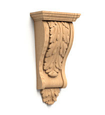 Square wooden bracket with acanthus leaf