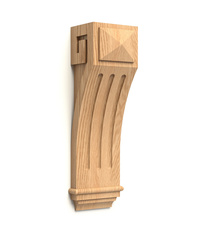 Interior carved corbel with scales pattern from beech