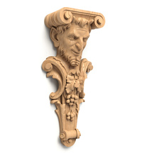 Architectural wooden corbel with acanthus leaf