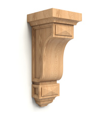 Double solid wood scroll corbel with acanthus leaves