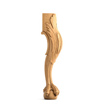 Hand carved twisted rounded leg for furniture from solid wood (1 pc.)