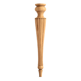 Traditional wooden dining table leg, Carved reeded leg