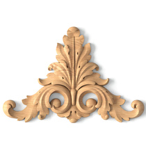 small vertical hand carved floral acanthus scrolls wood drop baroque style
