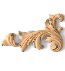 medium corner hand carved leaf wood carving applique victorian style