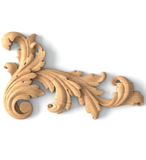 medium corner hand carved ribbon wood onlay applique art deco style