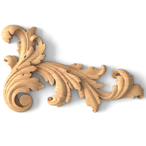 Carved wood onlay in the spirit of Antiquity is designed in the shape of the noble acanthus leaves. ..