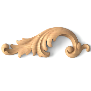 Baroque-style wooden scrolled acanthus applique, Left