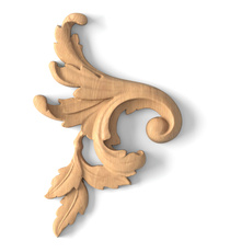 small corner hand carved leaf wood carving applique victorian style