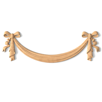 Carved oak swag applique, Ribbon bows applique