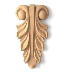 small vertical ornate acanthus wood drop classical style