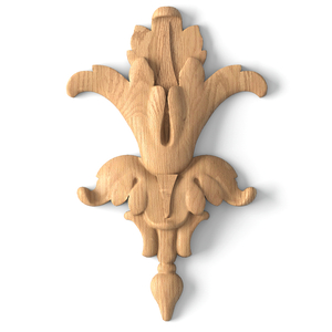 small vertical carved acanthus wood applique classical style