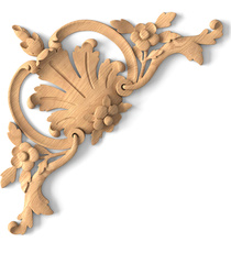 small vertical ornamental acanthus wood onlay applique classical style