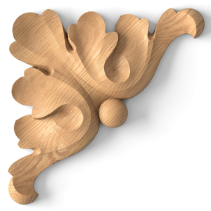 Acanthus leaf handcrafted corner applique from beech