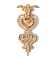 small vertical ornate bell wood onlay applique classical style