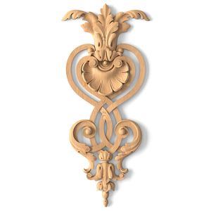 Shell wooden interior drop applique with scrolls