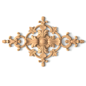 Openwork oak decorative onlay with flower buds