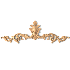 Palmette horizontal onlay with acanthus leaves from solid wood