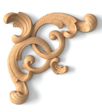 corner carved flower wood onlay applique baroque style