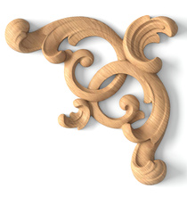 corner carved flower wood onlay applique baroque style