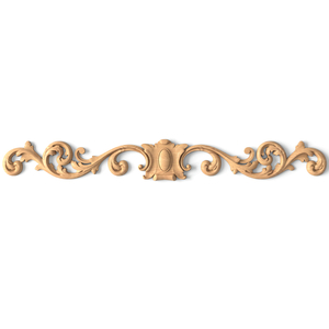 Long wooden decorative scroll applique for cabinets