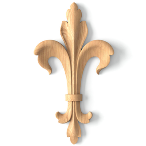 Carved wood fleur-de-lis onlay for furniture decoration