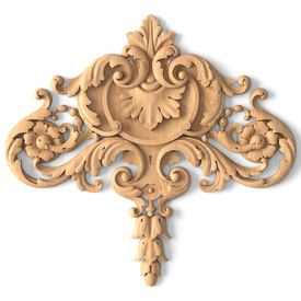 Ornamental wood ceiling decor, Architectural floral onlay