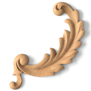 Decorative solid wood handcrafted Acanthus scroll onlay, Left