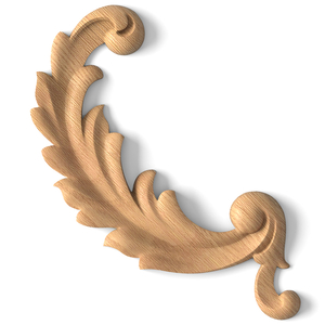 Decorative solid wood handcrafted Acanthus scroll onlay, Right