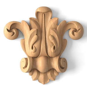 Small acanthus leaf scroll onlay for furniture from wood